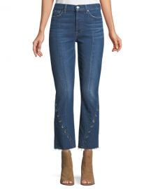 7 For All Mankind Edie Cropped Straight-Leg Jeans w/ Grommets at Neiman Marcus